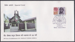 Inde India 2012 Special Cover St. Thomas' School, Shimla, Education, Pictorial Postmark - Lettres & Documents