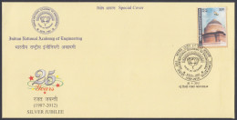 Inde India 2012 Special Cover Indian National Academy Of Engineering, Engineer, Flower, Flowers, Pictorial Postmark - Lettres & Documents