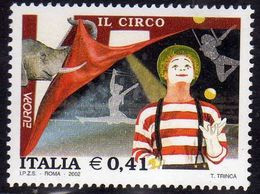 ITALIA REPUBBLICA ITALY REPUBLIC 2002 EUROPA CEPT UNITA IL CIRCO CIRCUS € 0,41 MNH - 2001-10:  Nuevos