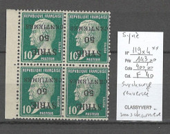 Syrie - Yvert 119** - Bloc De 4 - SURCHARGE RENVERSEE - Pasteur 10 Cts Vert - Unused Stamps