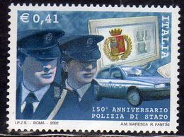 ITALIA REPUBBLICA ITALY REPUBLIC 2002 LE ISTITUZIONI LA POLIZIA DI STATO POLICE € 0,41 MNH - 2001-10: Nieuw/plakker