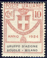 1924 - Enti Parastatali - Gruppo D'Azione Scuole - Milano - 10 C. Rosa  Nuovo Mlh (Sassone N.39) 2 Immagini - Franchise