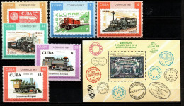 Kuba Cuba 1987 - Mi.Nr. 3142 - 3147 A + Block 103 - Postfrisch MNH - Eisenbahnen Railways - Trains