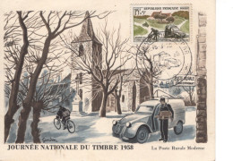 Journée Du Timbre 1958 - Citroen 2CV Fourgonnet - France Carte Maximum FDC - Prémier Jour - Voitures