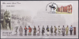 Inde India 2012 Special Cover Sher Shah Suri, Ruler, Founder Of Postal Service, Muslim, Postman Horse Pictorial Postmark - Cartas & Documentos