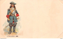 MILITARIA - UNIFORME - CUIRASSIERS 1690   - Chromolithographie - Carte Précurseur - Regiments
