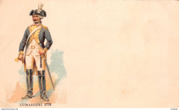 MILITARIA - UNIFORME - CUIRASSIERS 1776   - Chromolithographie - Carte Précurseur - Regiments