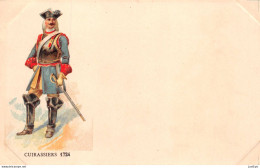 MILITARIA - UNIFORME - CUIRASSIERS 1724   - Chromolithographie - Carte Précurseur - Regiments