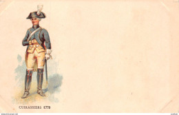 MILITARIA - UNIFORME - CUIRASSIERS 1779   - Chromolithographie - Carte Précurseur - Regiments