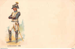 MILITARIA - UNIFORME - CUIRASSIERS 1791   - Chromolithographie - Carte Précurseur - Regiments