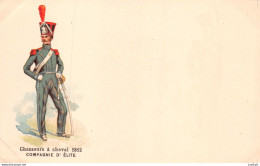 MILITARIA - UNIFORME - Chasseurs à Cheval 1812 COMPAGNIE D' ÉLITE - Chromolithographie - Carte Précurseur - Régiments