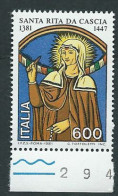 Italia 1981; Santa Rita Da Cascia, Anniversario Della Nascita. Francobollo Di Bordo Inferiore - 1981-90: Mint/hinged