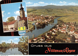GRUß Aus Nittenau/Regen - Stadtplatz - Luftaufnahme - Partie Am Regen Gesamtansicht Aus Der Vogelschau CPSM 1964 - Regen