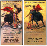 Lot 5 Cartes -  Affiches De Corrida - Format 10.5 X 20.5cm - Parfait Etat - Corrida