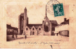 77 - Seine Et Marne -  EGREVILLE - L église - Fontaine Sur La Place - Autres & Non Classés