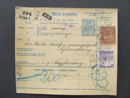 PAKETSCHEIN Zsolna Žilina Velké Bošany Nagy Bossán 1917 Průvodka Slovensko  // P9354 - Other & Unclassified