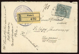 POLA Nice Registered Cover To Hungary 1915 - Brieven En Documenten