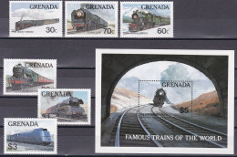 Grenada 1982 - Mi.Nr. 1153 - 1158 + Block 105 - Postfrisch MNH - Eisenbahnen Railways - Tramways