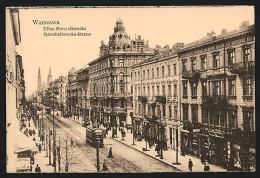 AK Warschau, Eine Strassenbahn Auf Der Marschallkowskastrasse  - Polen
