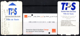 Tunisia: 3 Parking Tickets (2 Scans) // Tunisie : 3 Billets De Parking (2 Images Recto-Verso) - Altri & Non Classificati