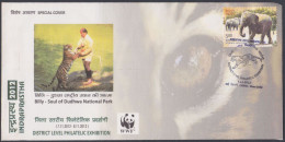 Inde India 2012 Special Cover Billy Tiger, Tigers, Wildlife, Wild Life, WWF, Animals, National Park, Pictorial Postmark - Cartas & Documentos