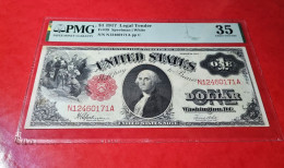 1917 USA $1 DOLLAR RED SEAL PMG 35 UNITED STATES BANKNOTE BILLETE ESTADOS UNIDOS *COMPRAS MULTIPLES CONSULTAR* - Biljetten Van De Verenigde Staten (1862-1923)