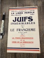 Livret Antisemite La Libre Parole De 1934 - Other & Unclassified
