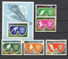 Burkina Faso (Upper Volta) 1975 Olympic Games Innsbruck Set Of 5 + S/s Imperf. MNH -scarce- - Inverno1976: Innsbruck