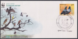 Inde India 2012 Special Cover Sultanpur Bird Sanctuary, Birds, Comorant, Kingfisher, Duck, Heron, Pictorial Postmark - Brieven En Documenten