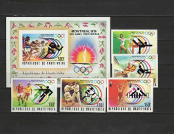 Burkina Faso (Upper Volta) 1976 Olympic Games Montreal, Athletics, Football Soccer, Judo Etc. Set Of 5 + S/s Imperf. MNH - Estate 1976: Montreal