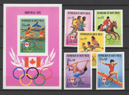 Burkina Faso (Upper Volta) 1976 Olympic Games Montreal, Rowing, Equestrian, Athletics Etc. Set Of 5 + S/s Imperf. MNH - Ete 1976: Montréal