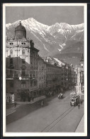 AK Innsbruck, Strassenansicht Mit Cafe-Restaurant Maximilian Und Strassenbahn  - Sonstige & Ohne Zuordnung
