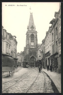 AK Amiens, Strassenbahn, Rue Saint-Leu  - Tramways