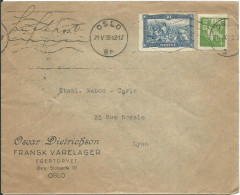 NORVEGE LETTRE 40c OSLO POUR LYON ( RHONE ) DE1930 LETTRE COVER - Cartas & Documentos