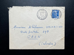 15f MARIANNE DE GANDON SUR ENVELOPPE / PARIS 94 38 R.DU TELEGRAPHE POUR CAEN  / 1952 - 1921-1960: Modern Tijdperk