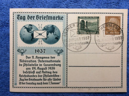 Deutsches Reich. Privatganzsache PP 122 C35/02 Mit Weiterer ZF - Tag Der Briefmarke 1937. SST Aschersleben (1ZKPVT033) - Private Postwaardestukken
