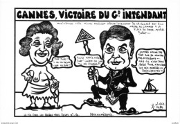 "CANNES, VICTOIRE DU Gd İNTENDANT." - LARDIE Jihel Tirage 85 Ex. Caricature Politique Franc-maçonnerie - CPM - Cannes