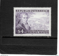 AUTRICHE 1987 Michael Haydn, Compositeur Yvert 1729, Michel 1900 NEUF** MNH - Unused Stamps