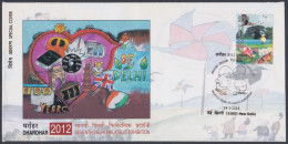 Inde India 2012 Special Cover Centenary Of New Delhi, Drawing, Flag, Monument, British Flags, Pictorial Postmark - Covers & Documents
