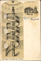 Lithographie Weimar In Thüringen, Grossherzogliche Bibliothek, Naturtreppe - Autres & Non Classés