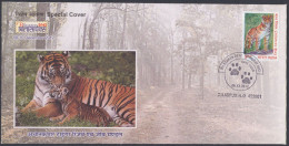 Inde India 2012 Special Cover Tiger, Tigers, Wildlife, Wild Life, Animal, Animals, Pictorial Postmark - Brieven En Documenten