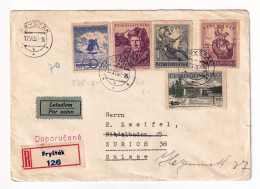 Czechoslovakia Registered 1952 Fryšták Freistadt Zürich Suisse Rudolf Chudarek Československo - Storia Postale