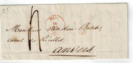 Précurseur écrite De Mons Vers Anvers - 1830-1849 (Belgique Indépendante)