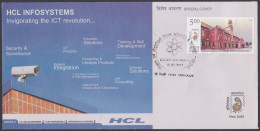 Inde India 2011 Special Cover HCL Infosystems, CCTV, Security Camera, Atom Model, Science, Technology Pictorial Postmark - Cartas & Documentos