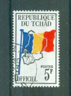 REPUBLIQUE DU TCHAD - TIMBRE DE SERVICE N°3 Oblitéré - Drapeau Bleu, Jaune, Rouge Et Carte. - Tsjaad (1960-...)