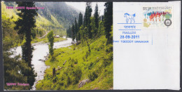 Inde India 2011 Special Cover Pahalgam, River, Mountain, Mountains, Horse, Horses, Tree, Trees, Pictorial Postmark - Brieven En Documenten