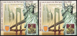 2024 BLOC CARRE MARIGNY - Paire D/ND  500 Ans  New-York ** - Statue De La Liberté - Pont Verrazzano-Narrows - Carré Marigny