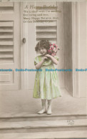 R001261 Greeting Postcard. A Happy Birthday. Little Girl With Flowers. Rex - Monde