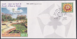 Inde India 2011 Special Cover Garden Of Five Senses, Lotus, Flower, Flowers, Pictorial Postmark - Brieven En Documenten