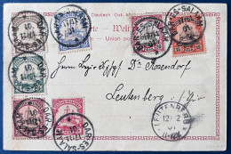 Carte Postale 1901 Allemagne Orientale DEUTSCH OSTAFRICA N°11 à 17 Oblitérés Dateur " DAR ES SALAAM Pour LEUTENBERG RR - África Oriental Alemana